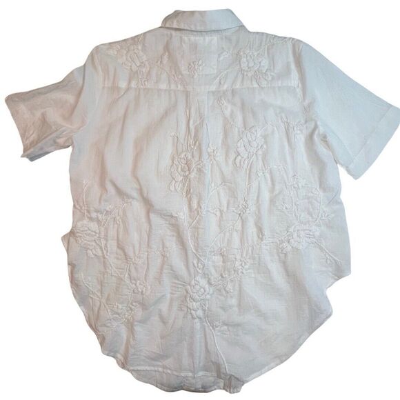 Kyla Seo Blouse Womens Small White Embroidered Sheer Cotton Fairy Cottage Tunic - Picture 2 of 12